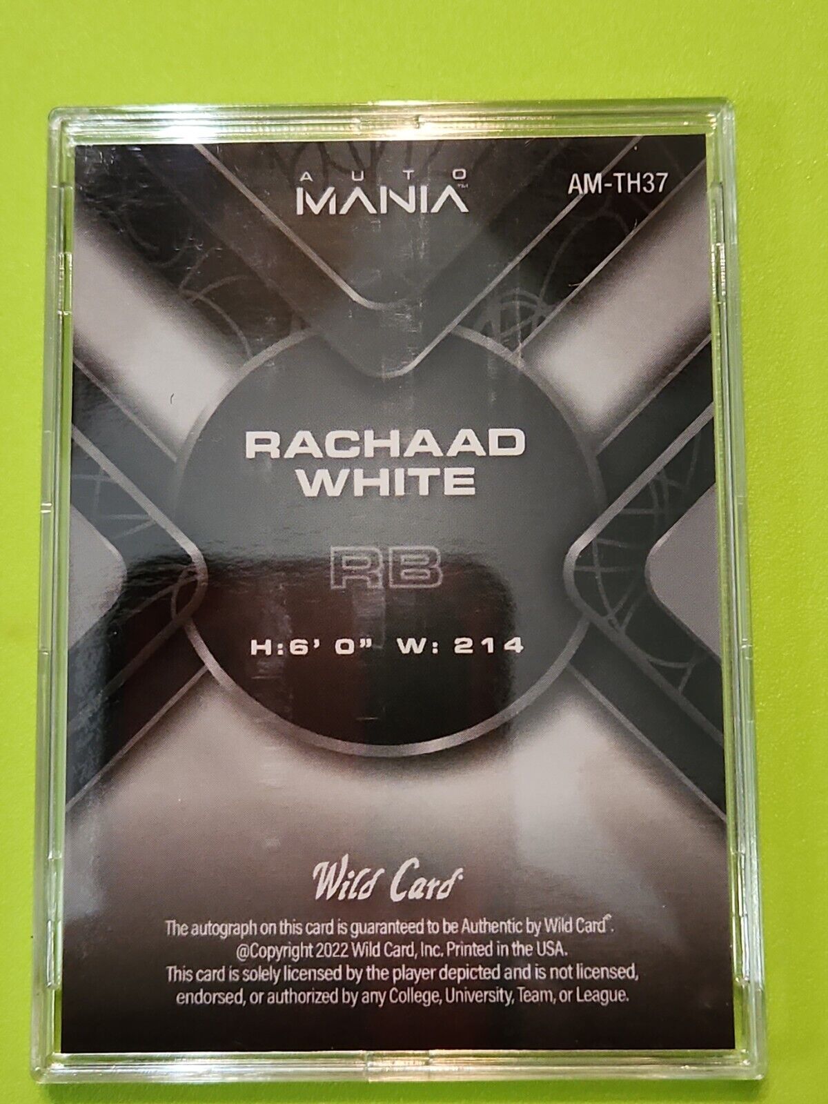 2022 Wild Card Auto Mania  RC AUTO  RACHAAD WHITE Orange  Pro-Look