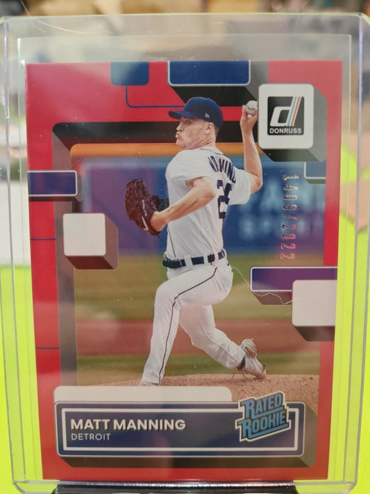 MATT MANNING 2022 Donruss RED parallel RC Rated Rookie card /2022 SP Tigers