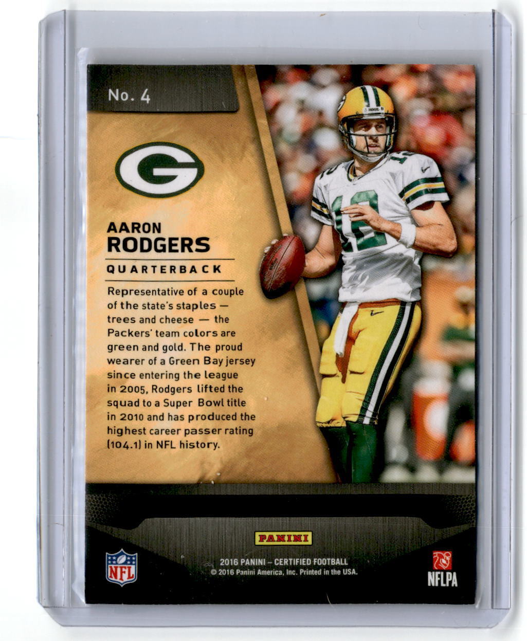 2016 Panini Certified #4 Aaron Rodgers Gold Team