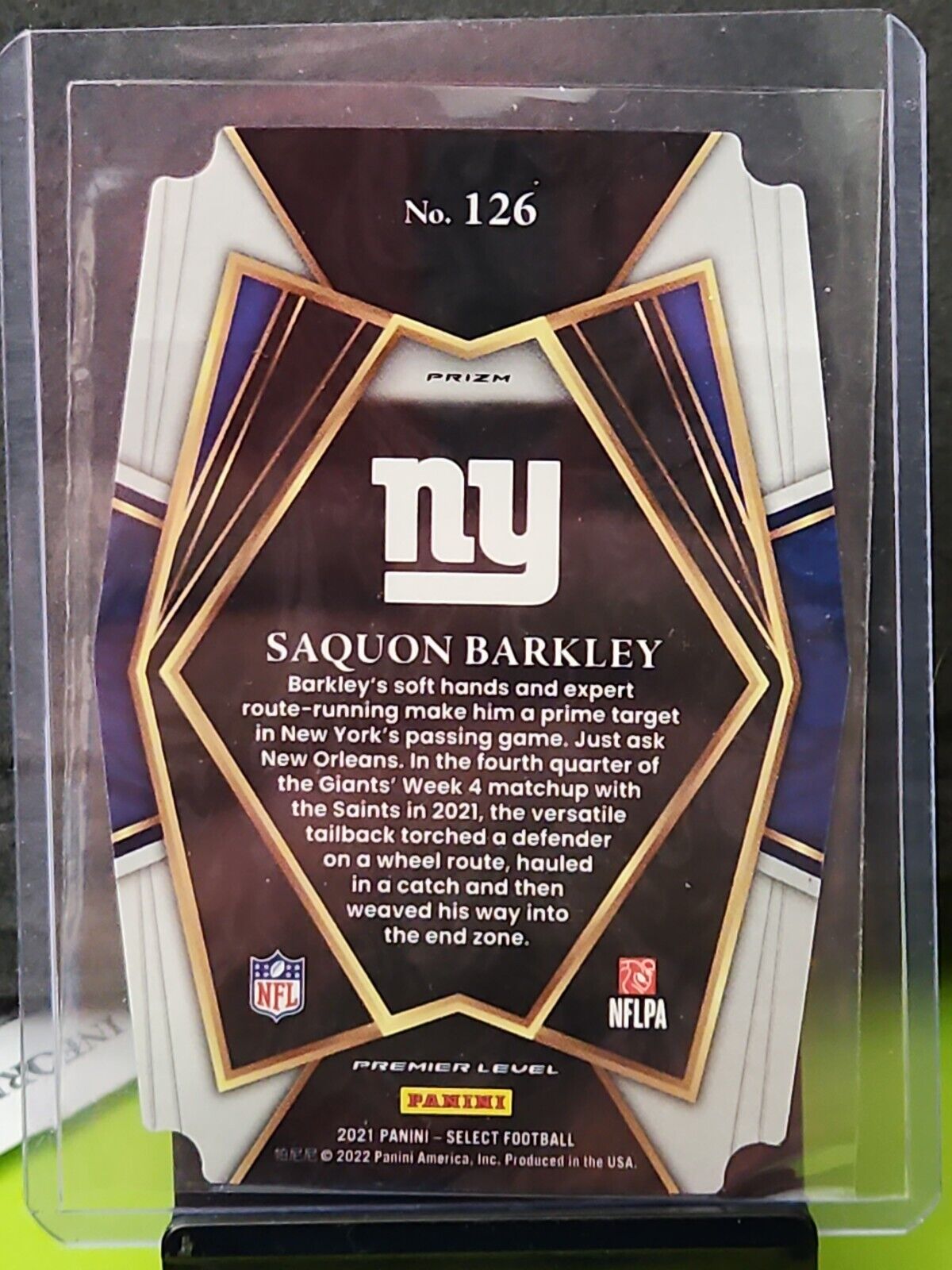 2021 Saquon Barkley Red/Blue Die-Cut Prizm Premier Level Select New York Giants