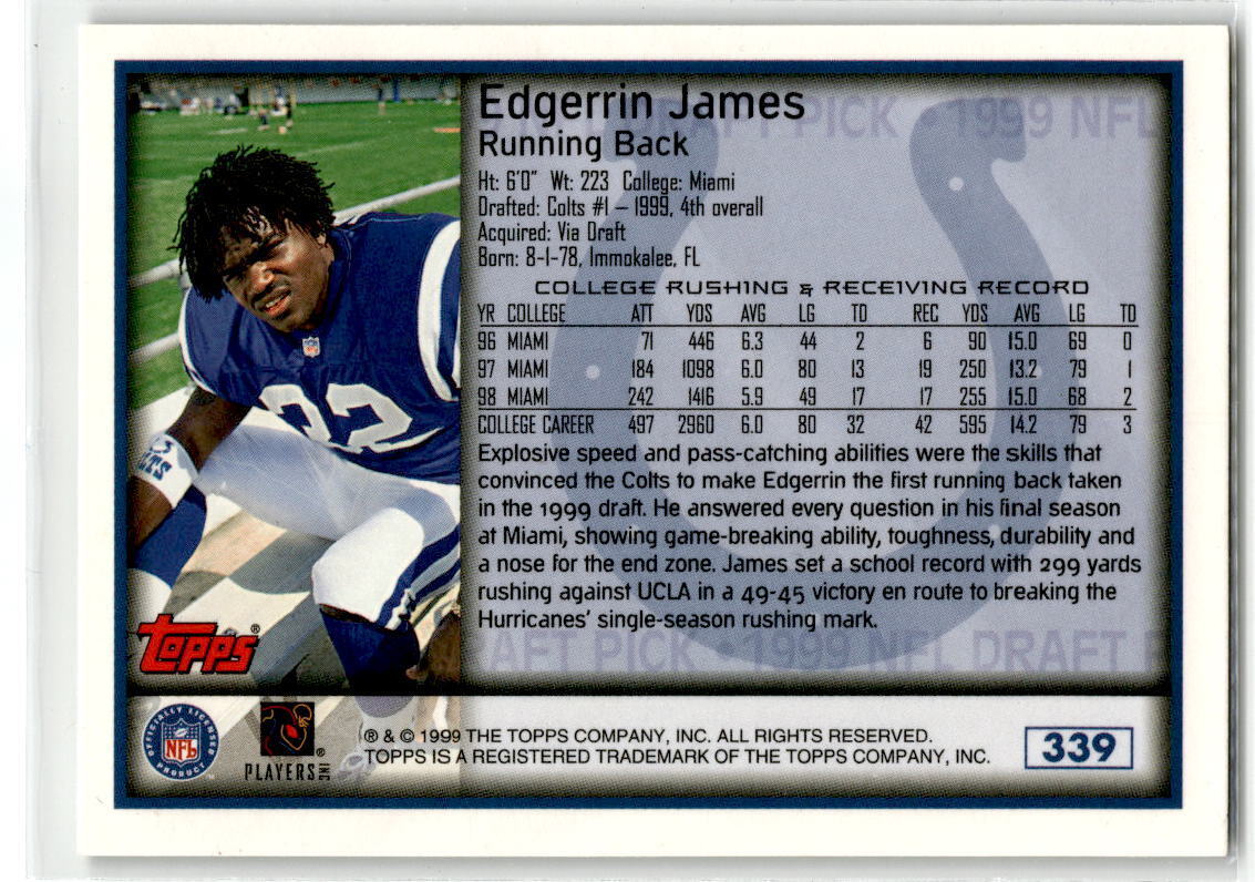 1999 Topps Season Opener #155 Edgerrin James NM