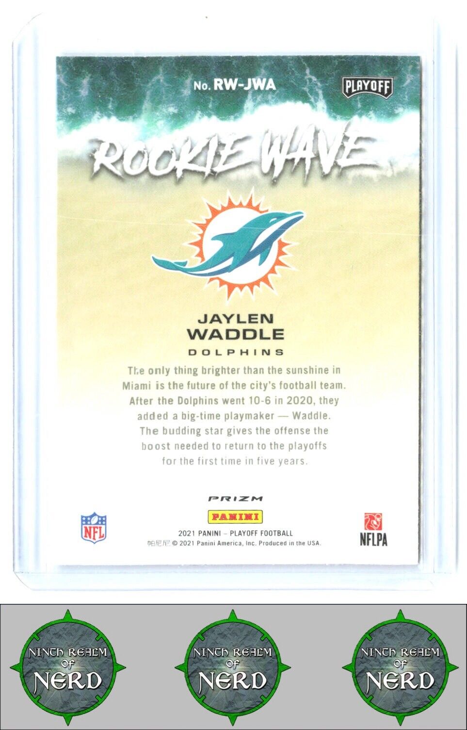 2021 Panini Playoff #RW-JWA Jaylen Waddle Rookie Wave Red