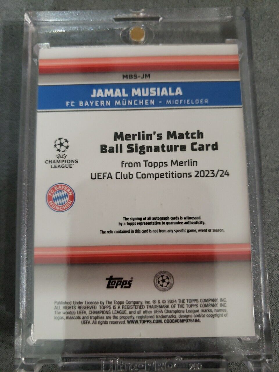 2024 Topps Merlin Soccer Jamal Musiala Match Ball Patch AUTO 22/25