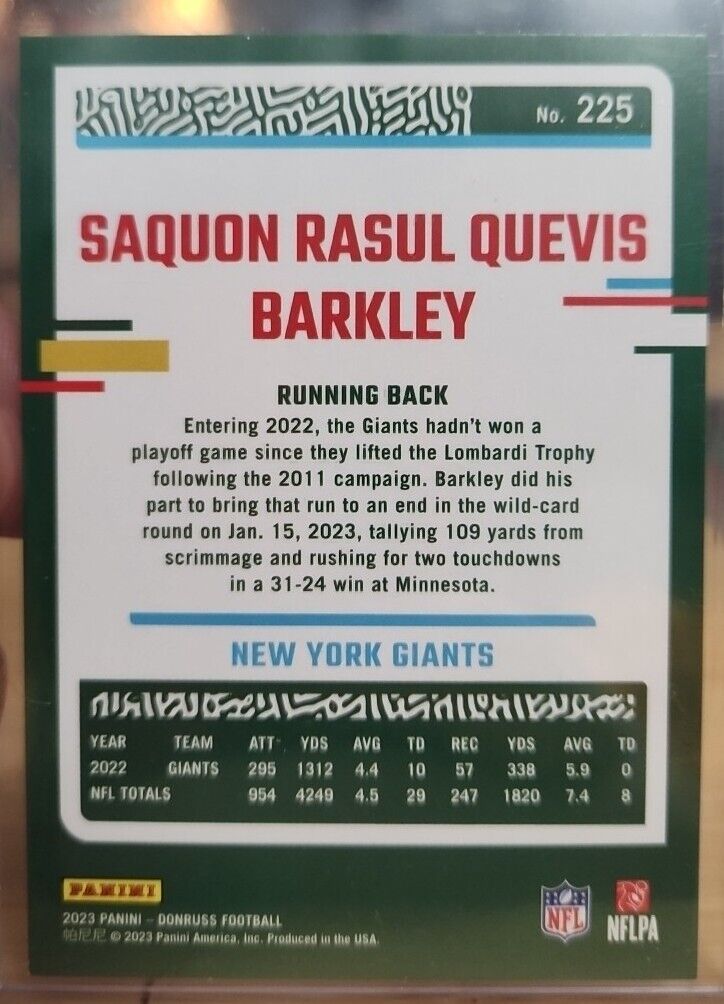 Sequon Barkley 2023 Donruss FULL NAME SP