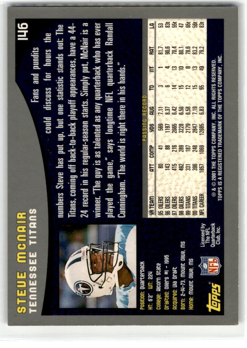 2001 Topps #146 Steve McNair NM