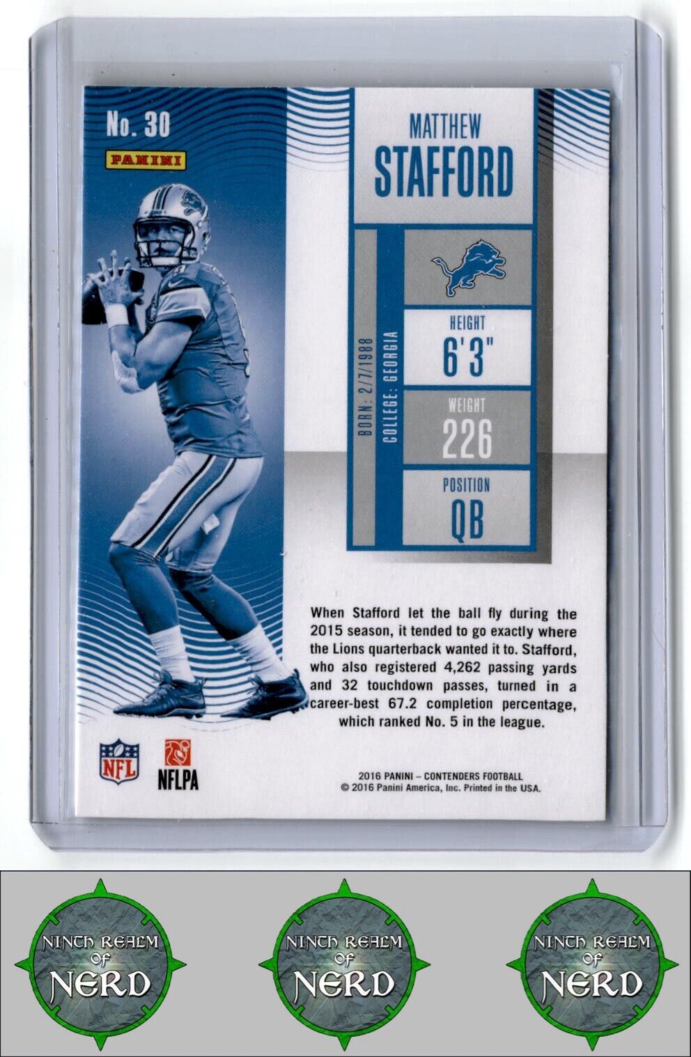 2016 Panini Contenders #30 Matthew Stafford