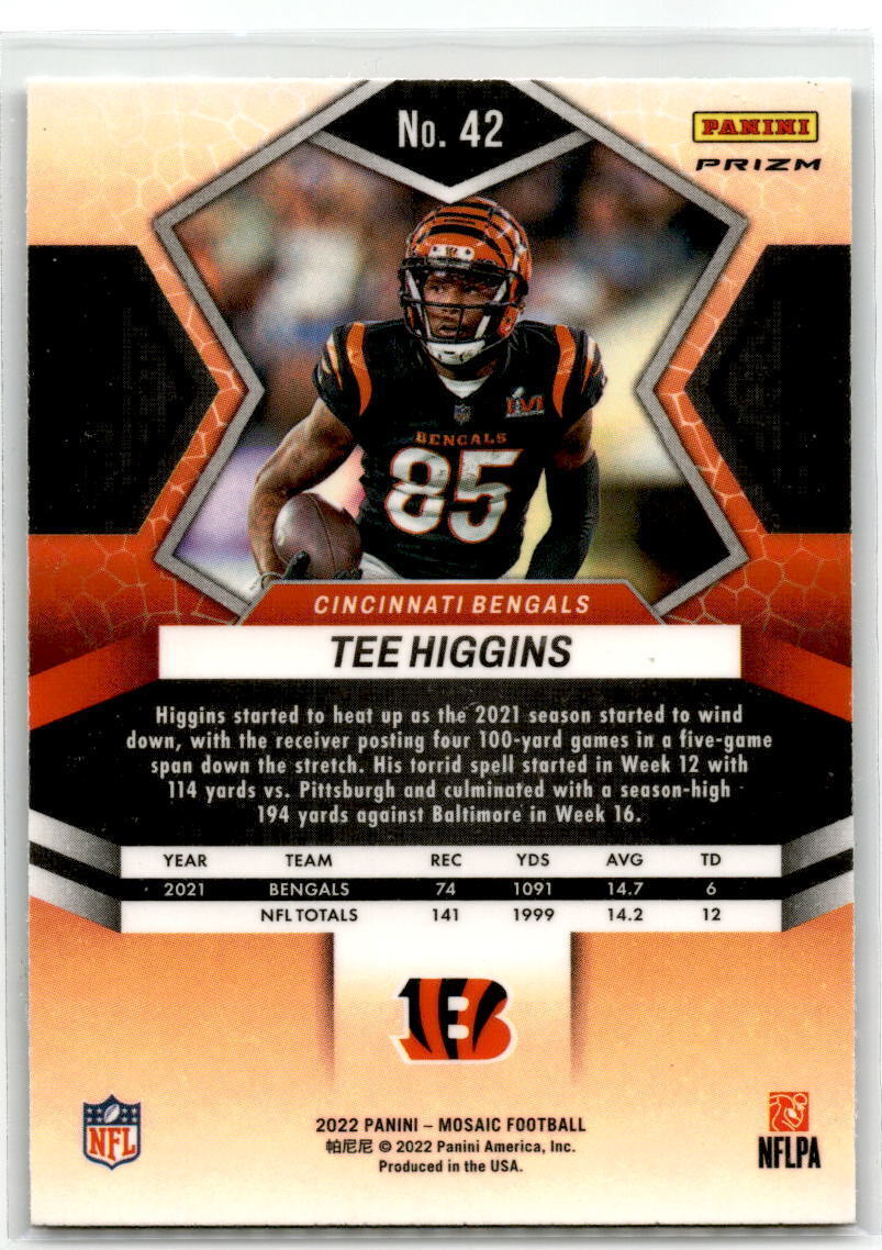 2022 Panini Mosaic #42 Tee Higgins Mosaic Green NM