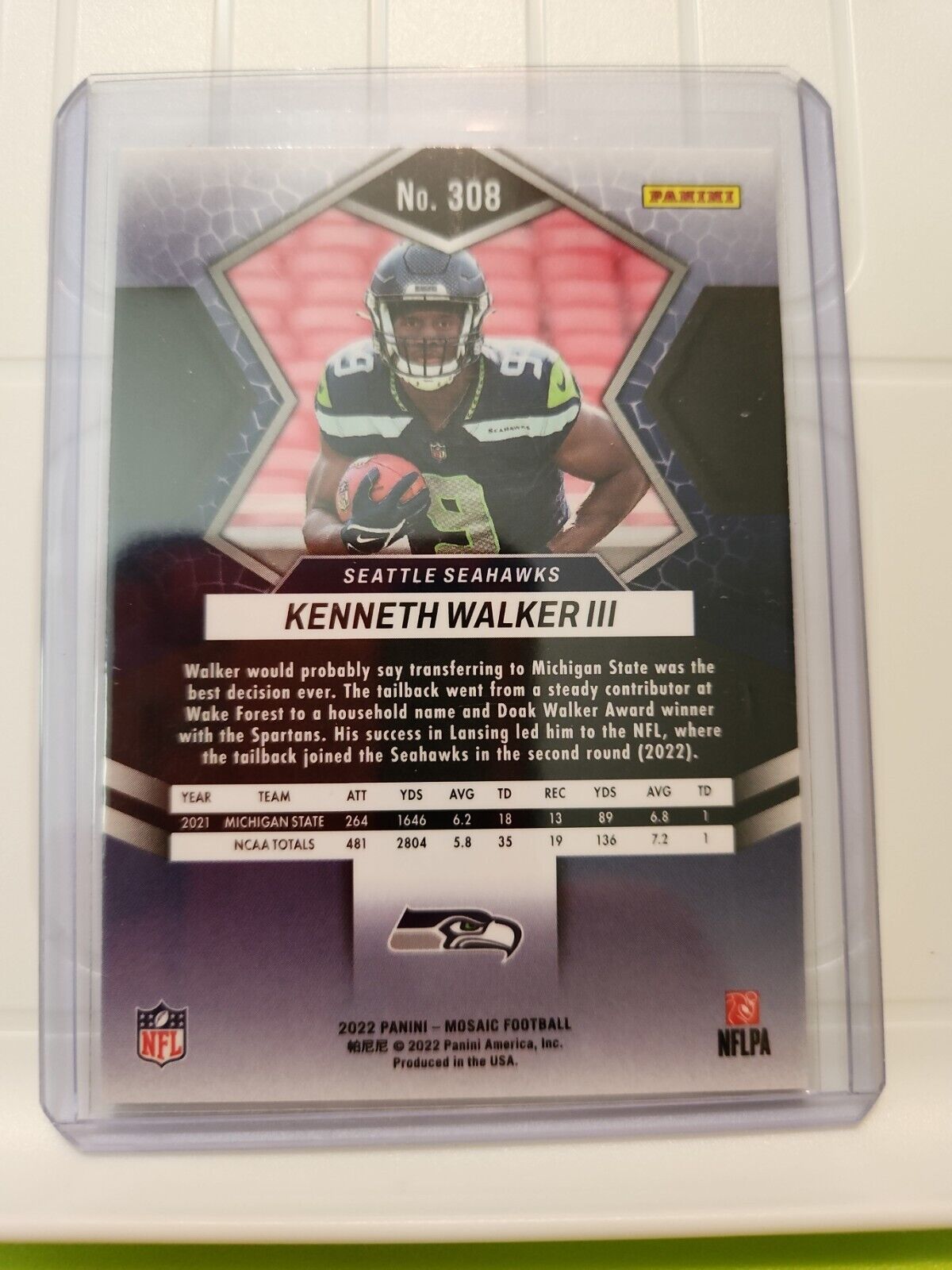 Lot 2 2022 Panini Mosaic KENNETH WALKER III Pink Camo Prizm & Base RC