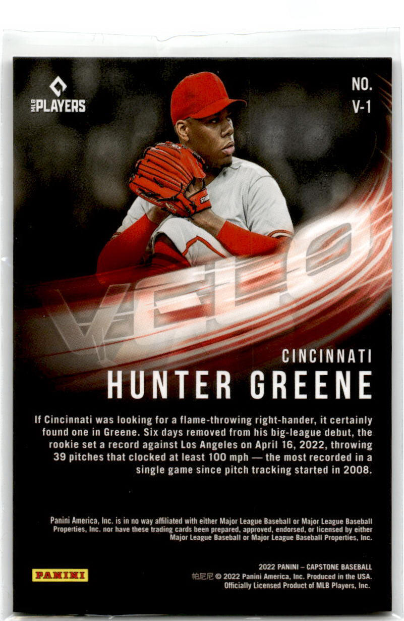 2022 Panini Capstone #V-1 Hunter Greene Velo NM