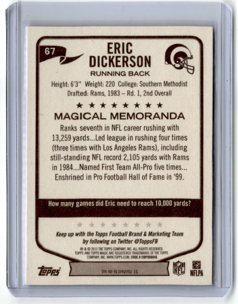 2013 Topps Magic #67 Eric Dickerson