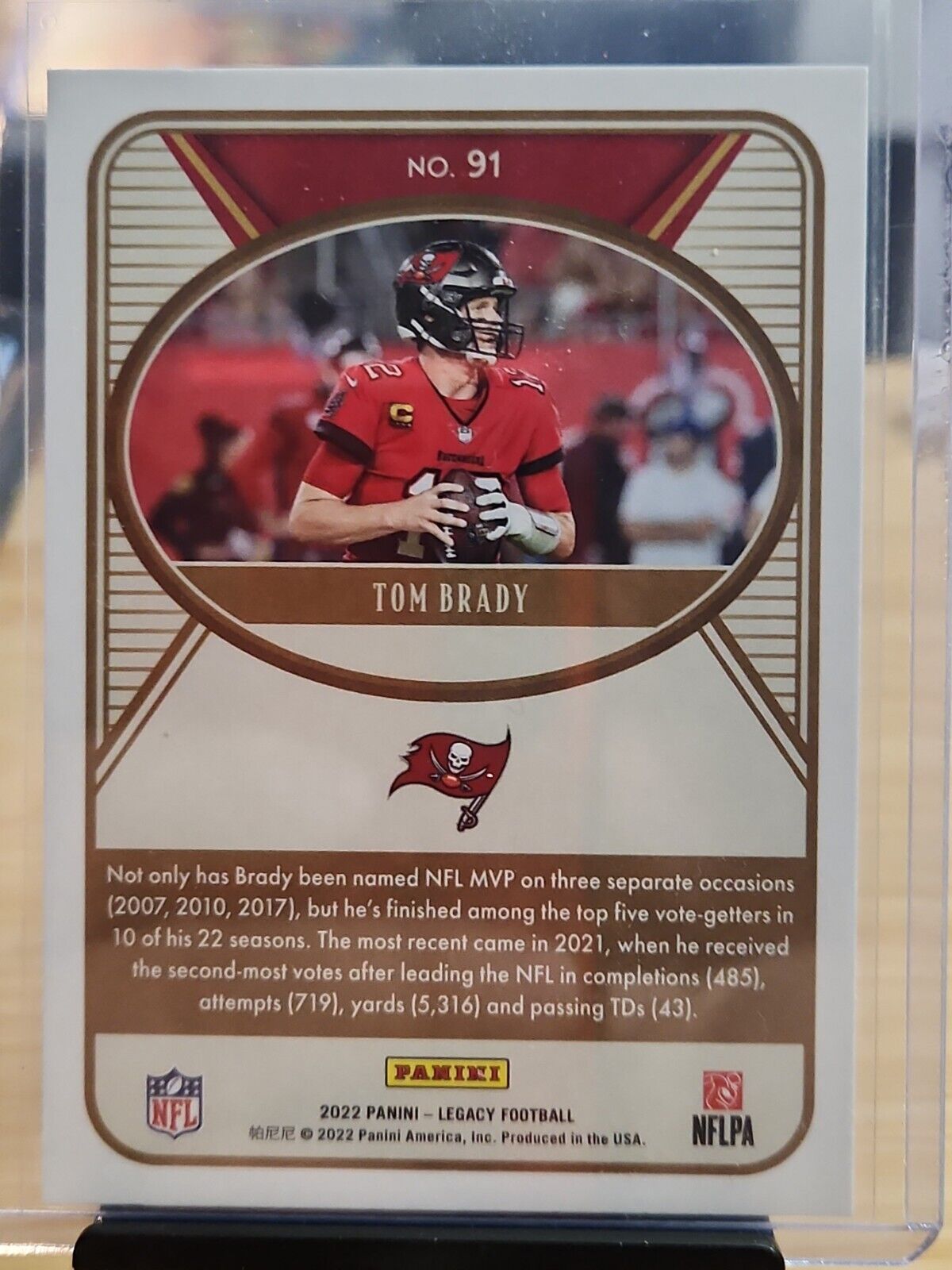 Tom Brady 2022 Panini Legacy Football Base # 91 Tampa Bay Buccaneers