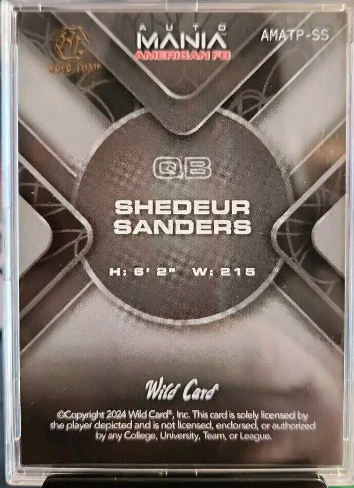 5/10 SHEDEUR SANDERS 2024 Wild Card Auto Mania American FB Rookie Vintage SSP