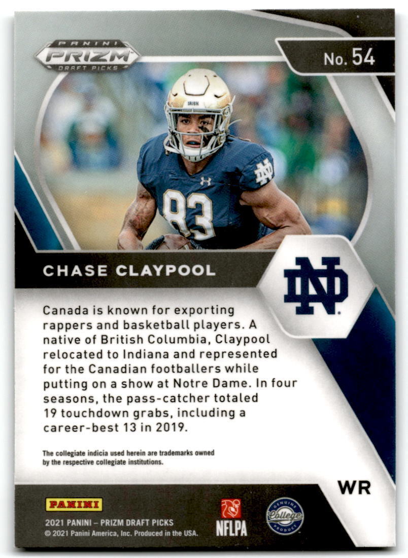 2021 Panini Prizm Draft Picks Collegiate #54 Chase Claypool NM