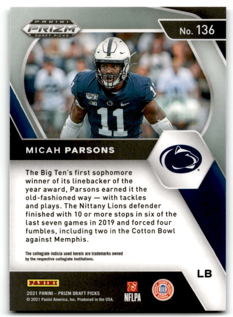 2021 Panini Prizm Draft Picks Collegiate #136 Micah Parsons NM