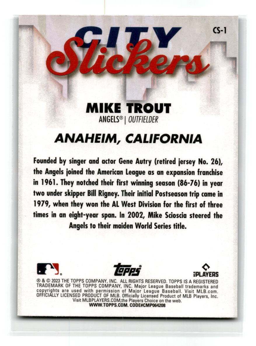 2023 Topps Big League #CS-1 Mike Trout City Slickers NM