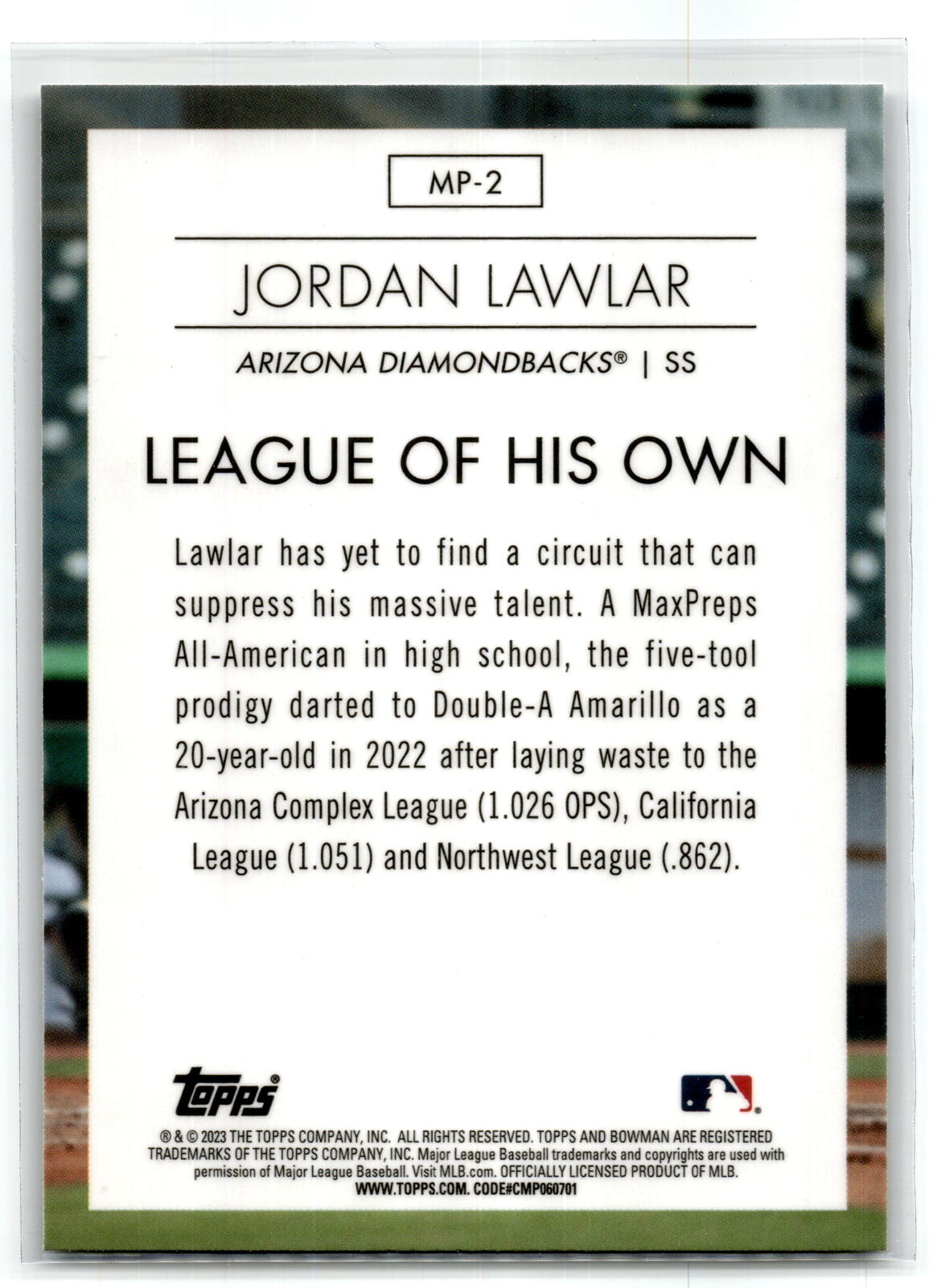 2023 Bowman #MP-2 Jordan Lawlar Modern Prospects NM