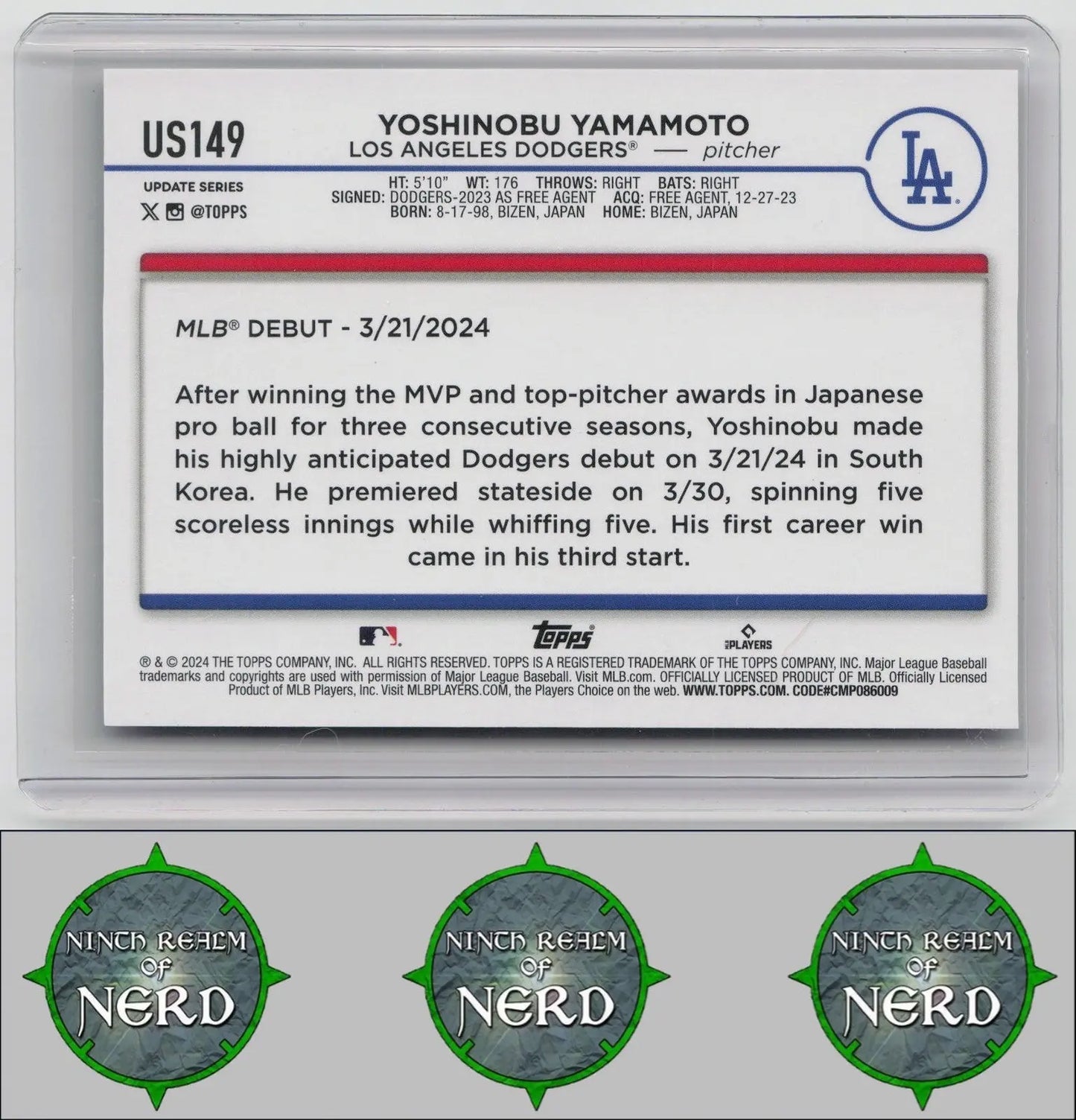 Yoshinobu Yamamoto 2024 Topps Update Companions to Oversized #US149 Dodgers