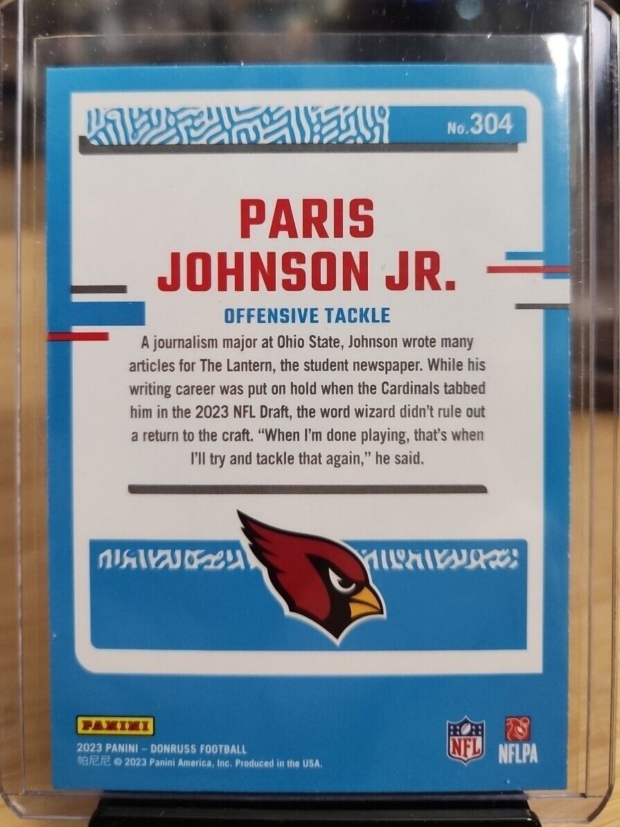 2023 Donruss -PARIS JOHNSON Jr.- Rated Rookie Green Press Proof - Cardinals #304