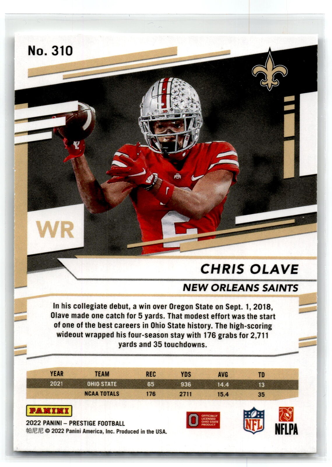 2022 Panini Prestige #310 Chris Olave NM