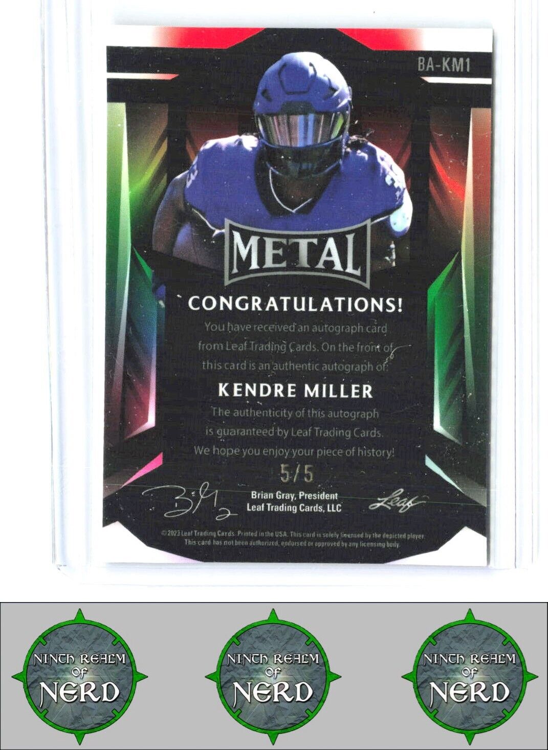 2023 Leaf Metal Draft #BA-KM1 Kendre Miller Mojo Blue #/5