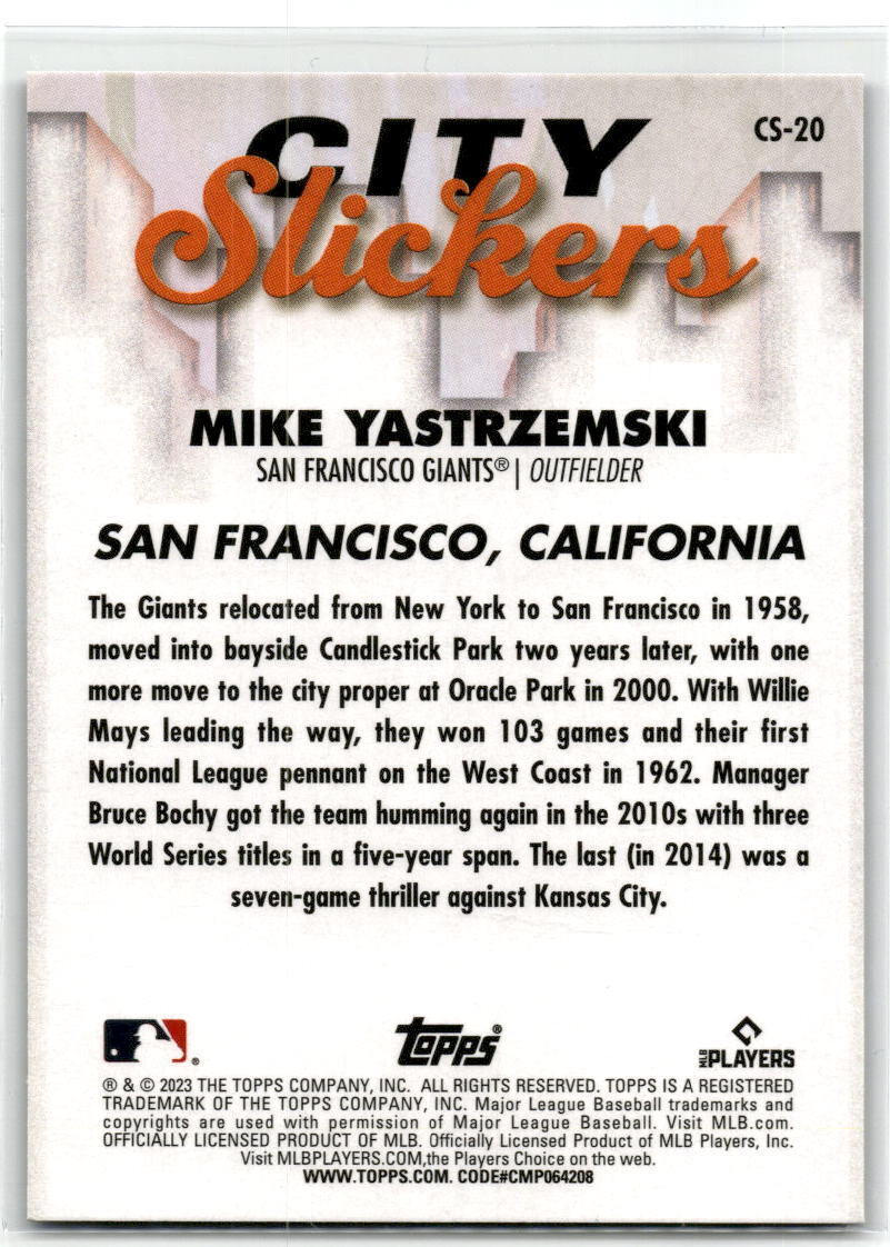 2023 Topps Big League #CS-20 Mike Yastrzemski City Slickers NM