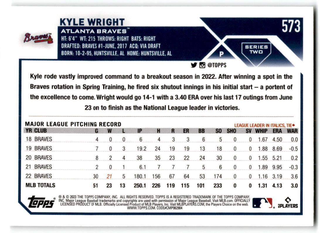 2023 Topps #573 Kyle Wright NM