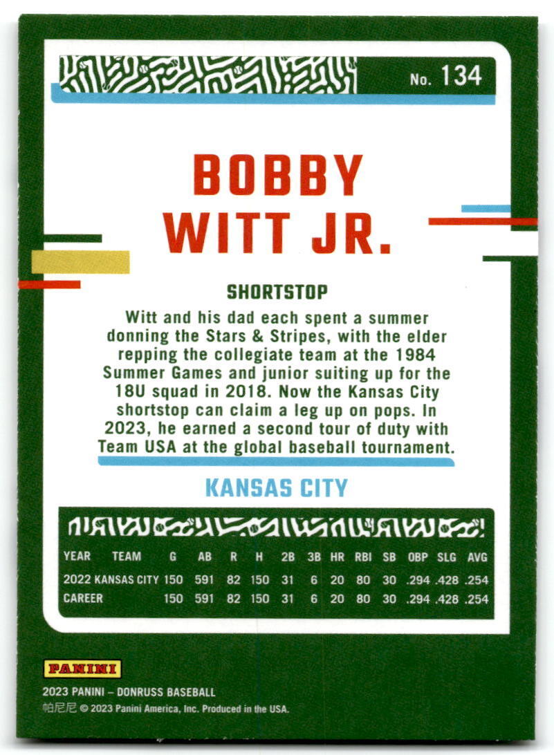 2023 Donruss #134 Bobby Witt Jr. NM