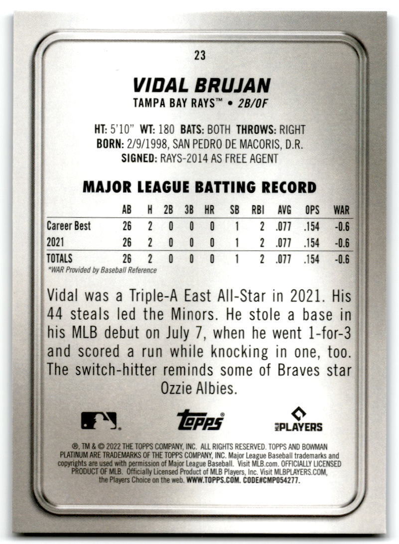 2022 Bowman Platinum #23 Vidal Brujan NM