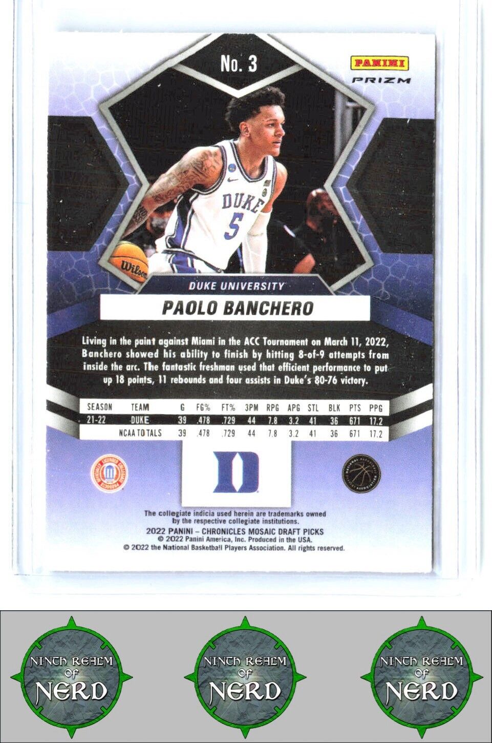 2022 Panini Chronicles Draft Picks #3 Paolo Banchero Mosaic Pink