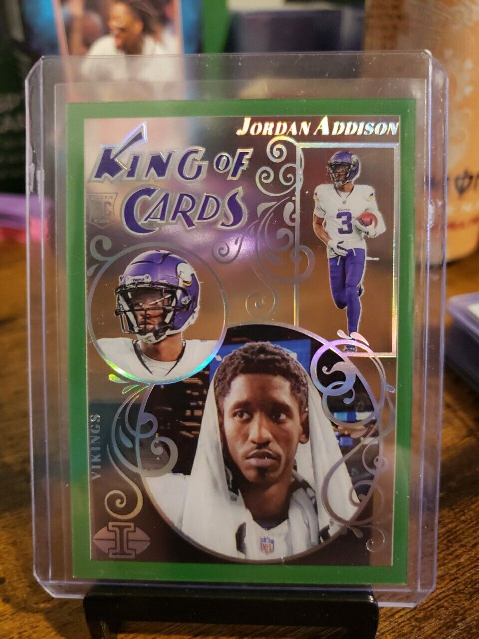 2023 Panini Illusions Jordan Addison  Kings of Cards Insert Green RC #19 Vikings