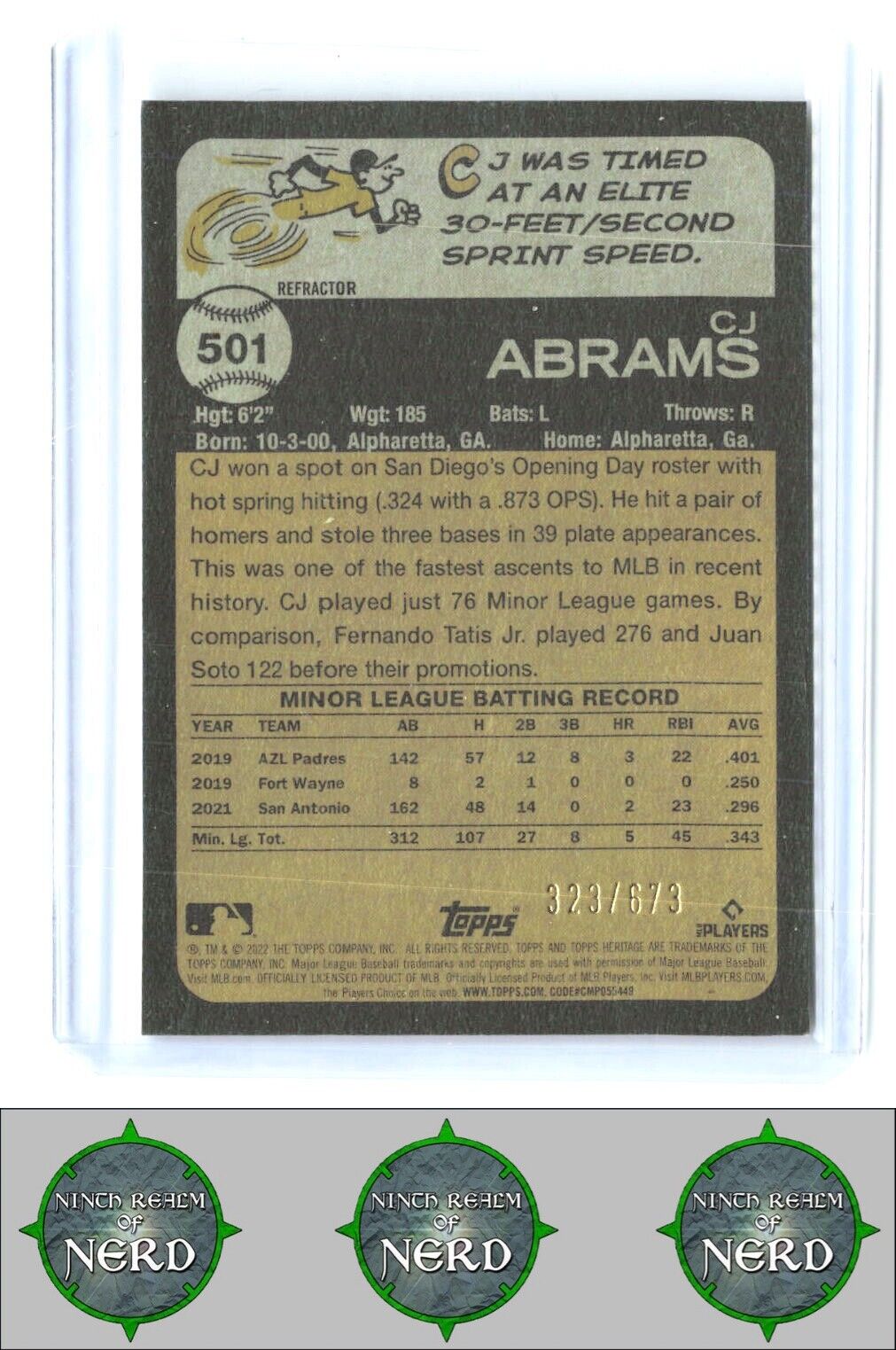 2022 Topps Heritage #501 CJ Abrams Chrome Refractor #/673