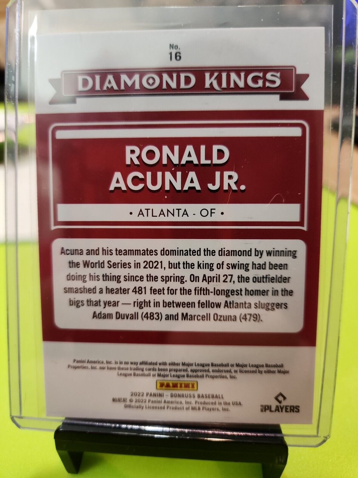 2022 Donruss Optic FOTL #16 Ron Acuna Jr Diamond Kings Purple