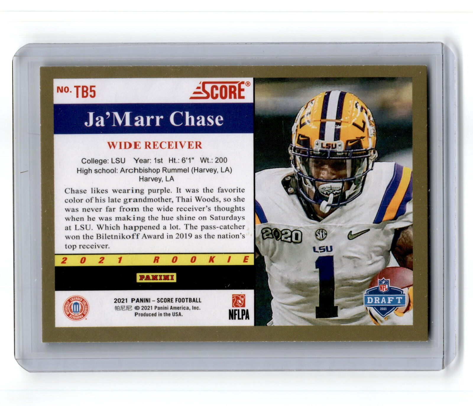 2021 Score #5 Ja'Marr Chase 1991 Throwback NM