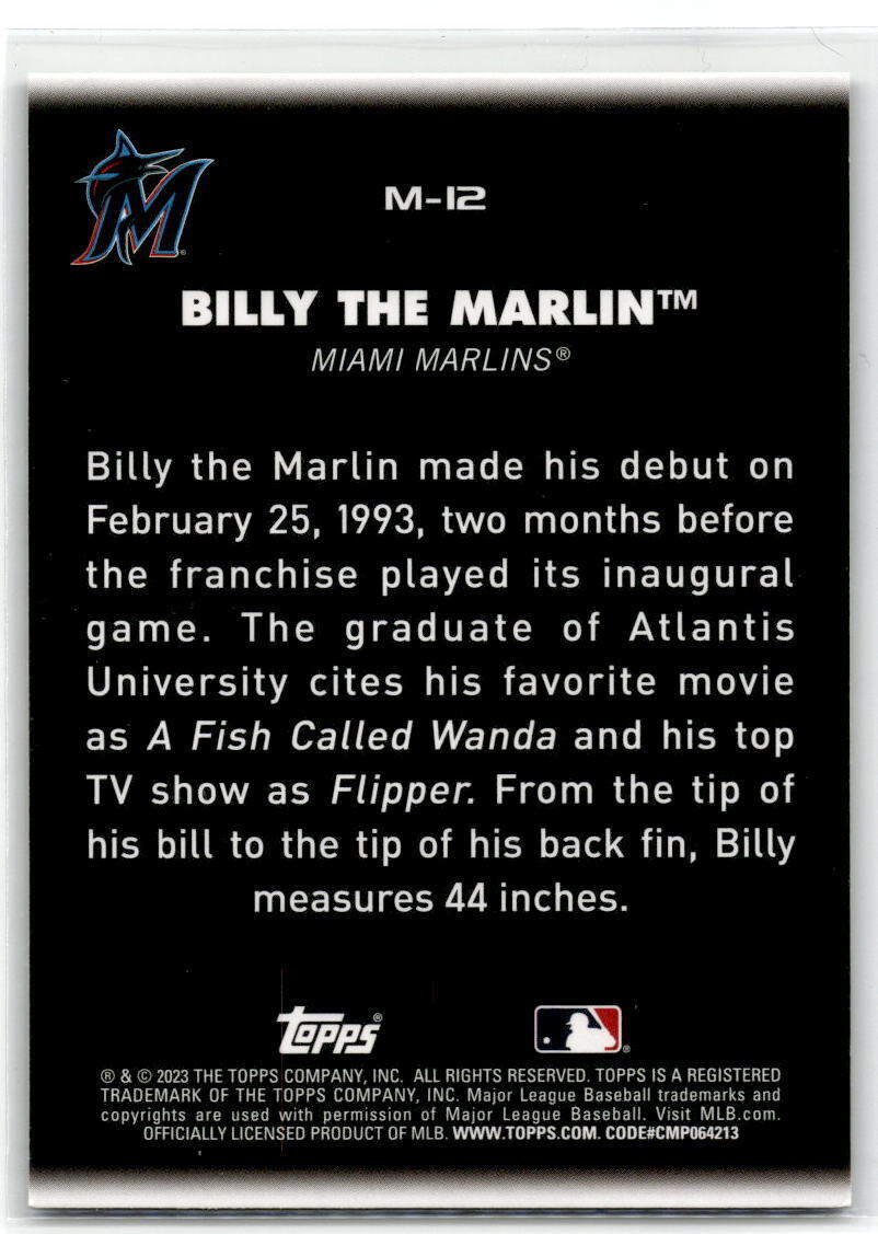 2023 Topps Big League #M-12 Billy the Marlin Mascots NM