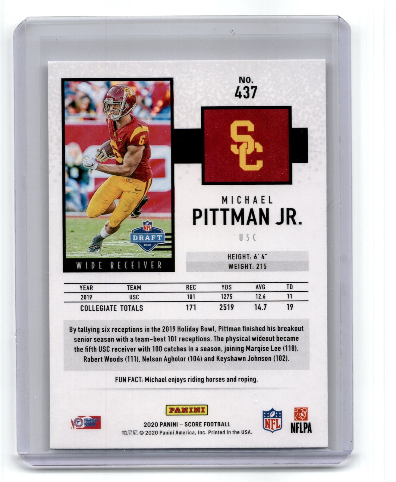 2020 Score #437 Michael Pittman Jr. Gold NM