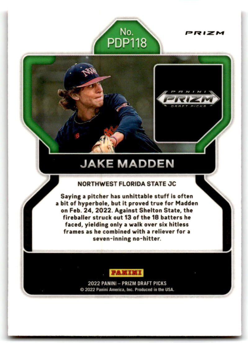 2022 Panini Prizm Draft Picks #PDP118 Jake Madden Neon Pink Velocity NM