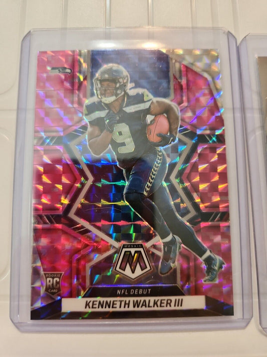 Lot 2 2022 Panini Mosaic KENNETH WALKER III Pink Camo Prizm & Base RC