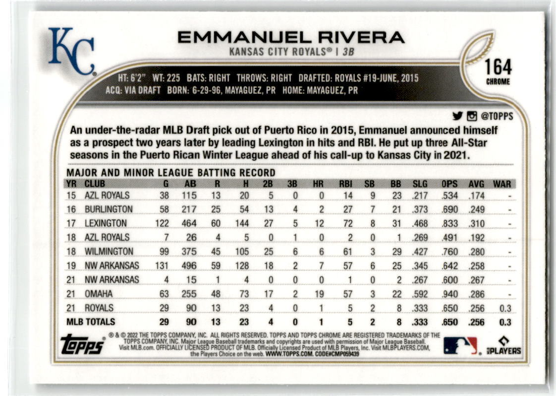 2022 Topps Chrome #164 Emmanuel Rivera NM