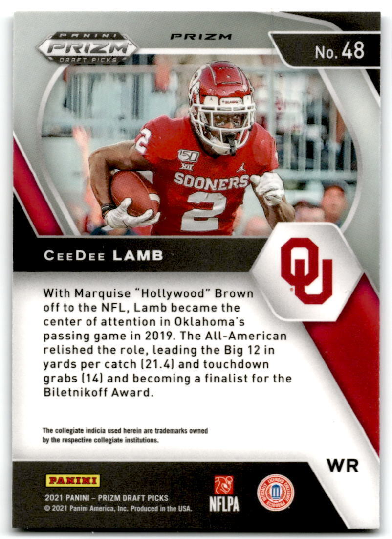 2021 Panini Prizm Draft Picks Collegiate #48 CeeDee Lamb Silver NM