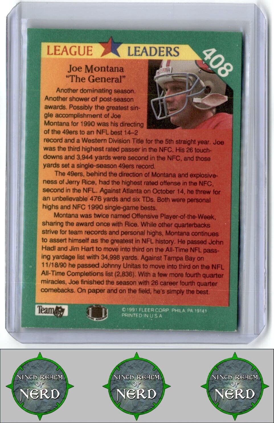 1991 Fleer #408 Joe Montana