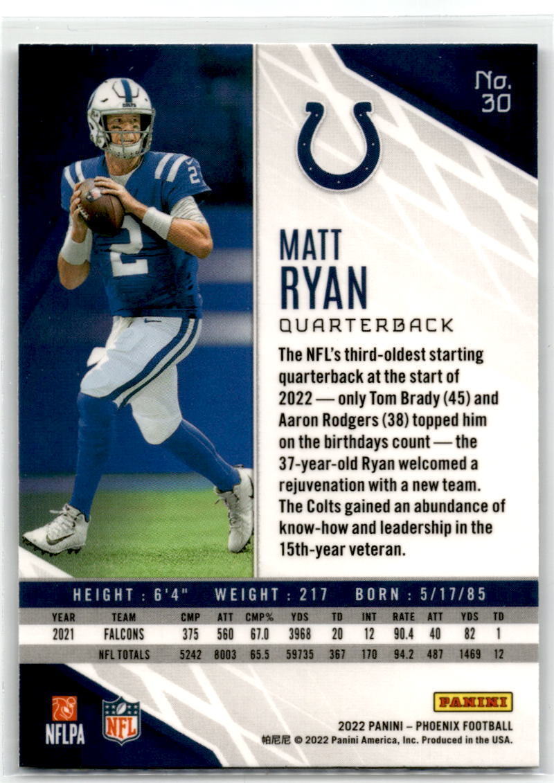 2022 Panini Phoenix #30 Matt Ryan NM