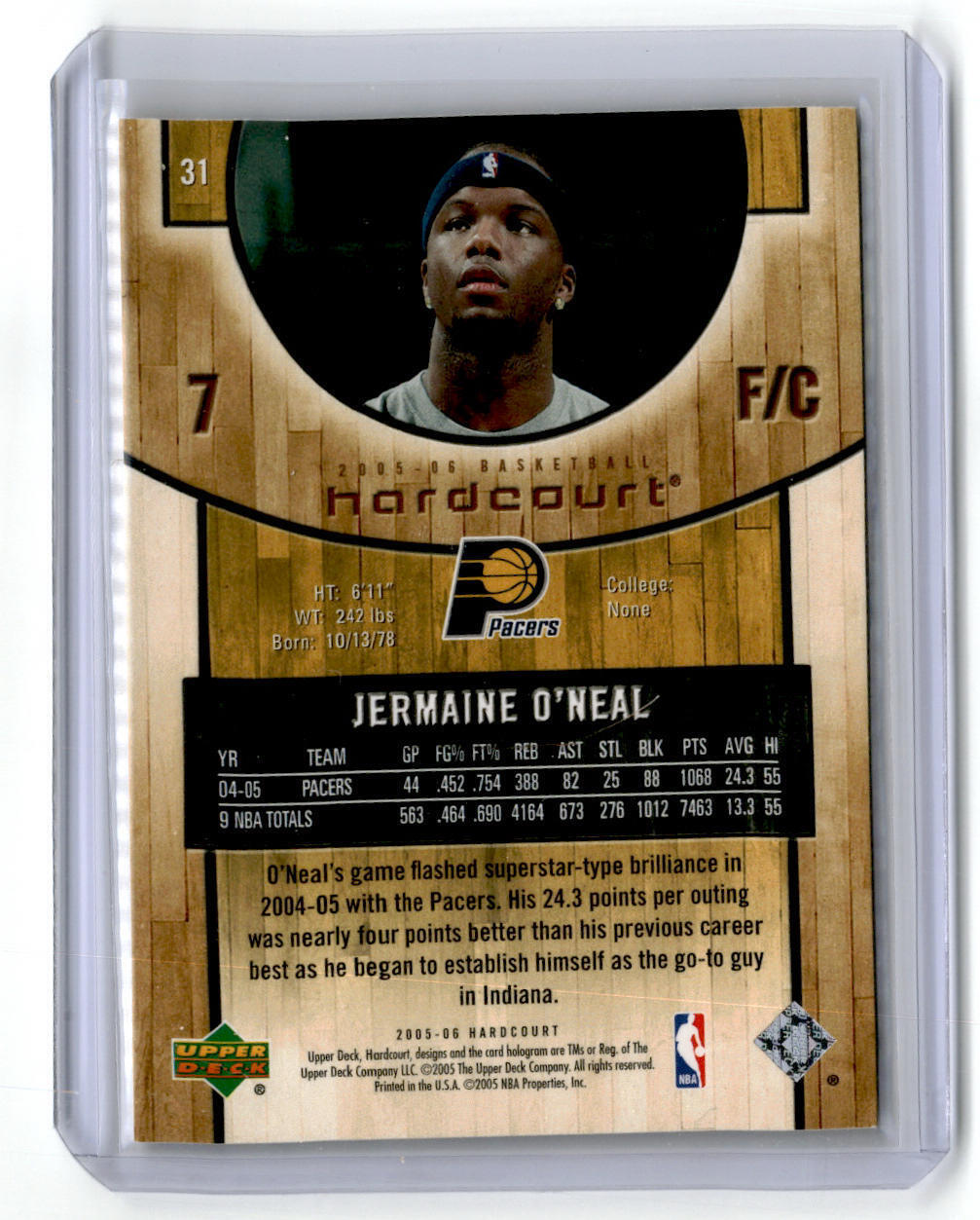 2005-06 Upper Deck Hardcourt #31 Jermaine O'Neal