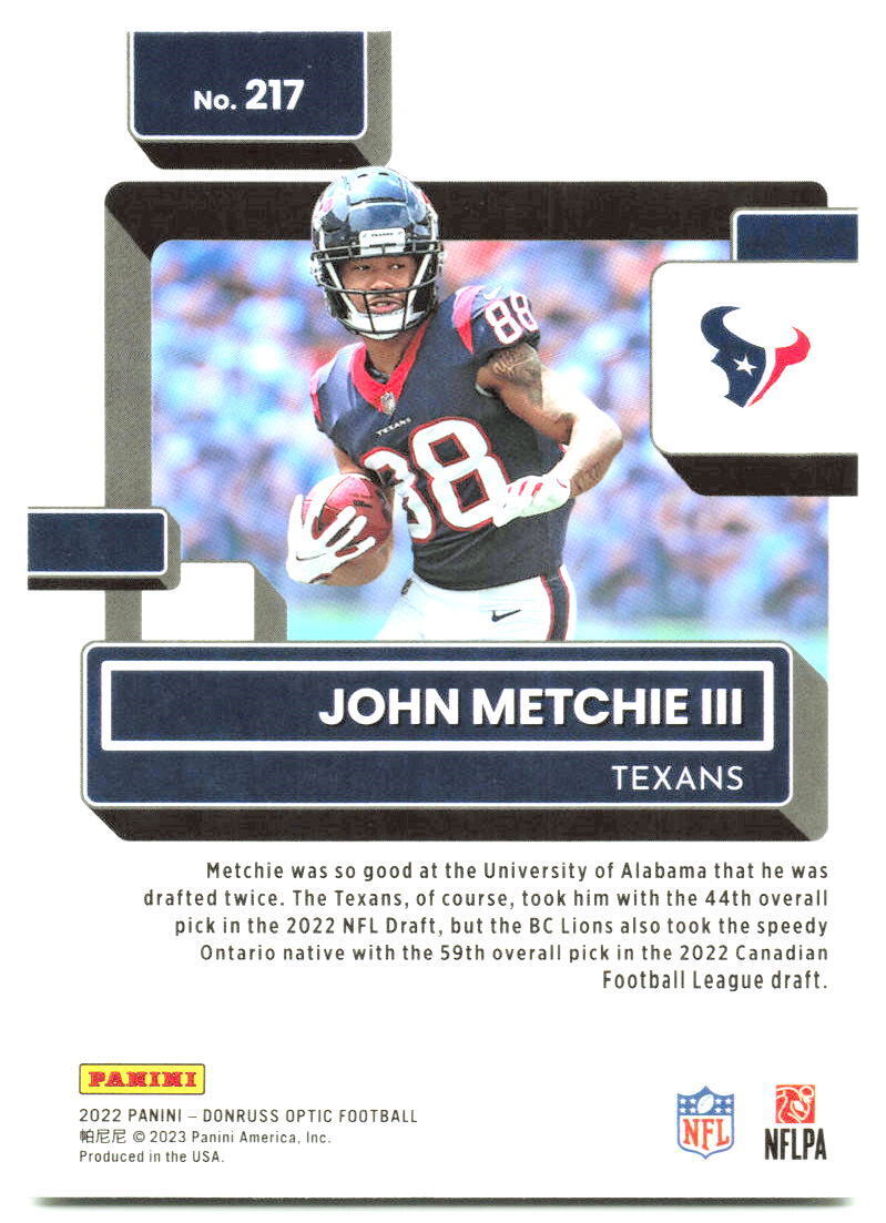 2022 Donruss Optic #217 John Metchie III NM