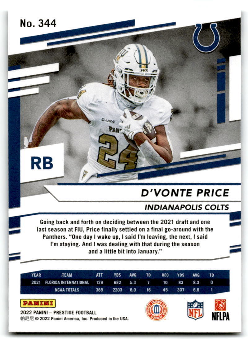 2022 Panini Prestige #344 D'Vonte Price NM