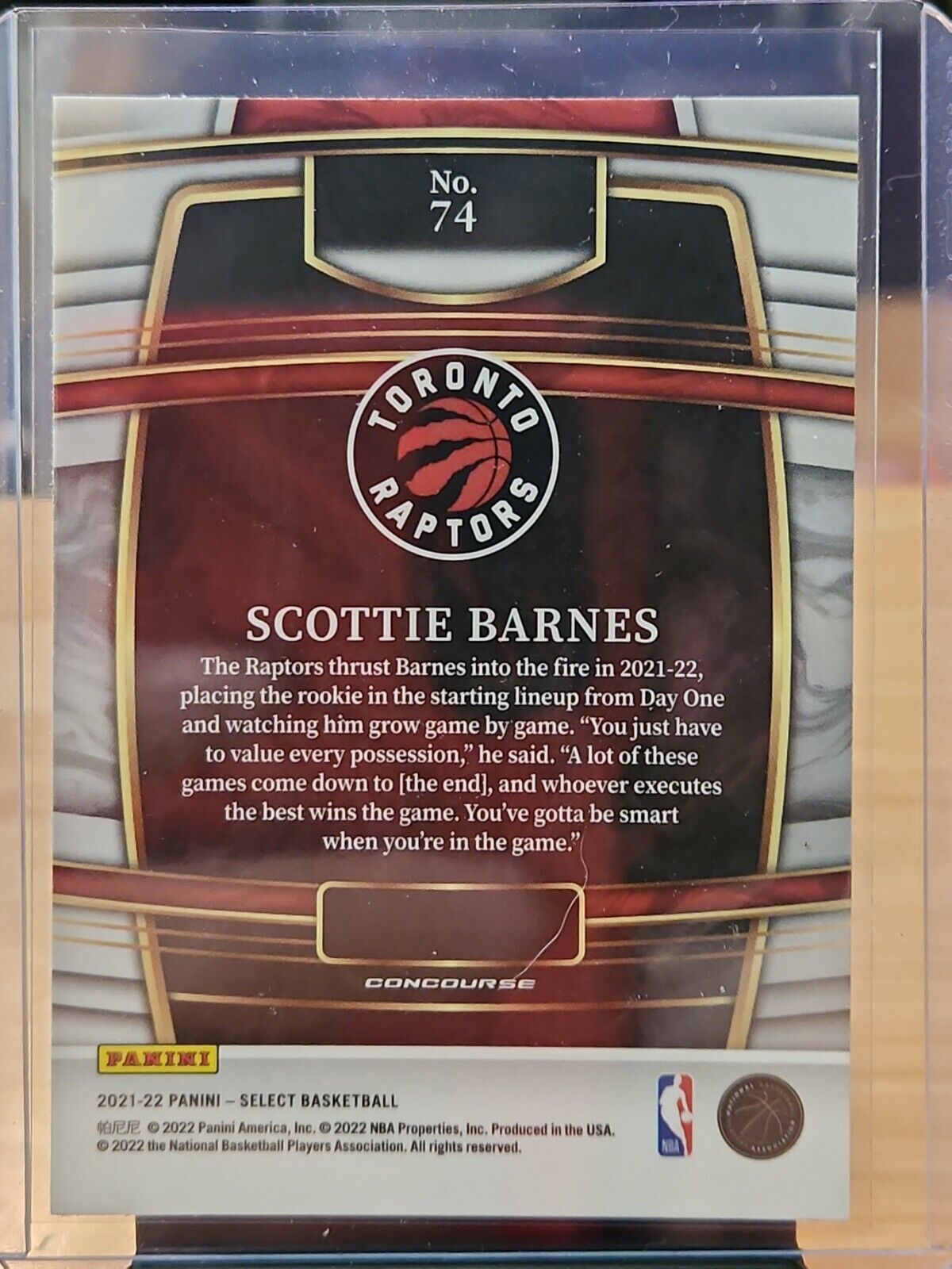 2021-22 Panini Select Concourse Blue Scottie Barnes RC #74