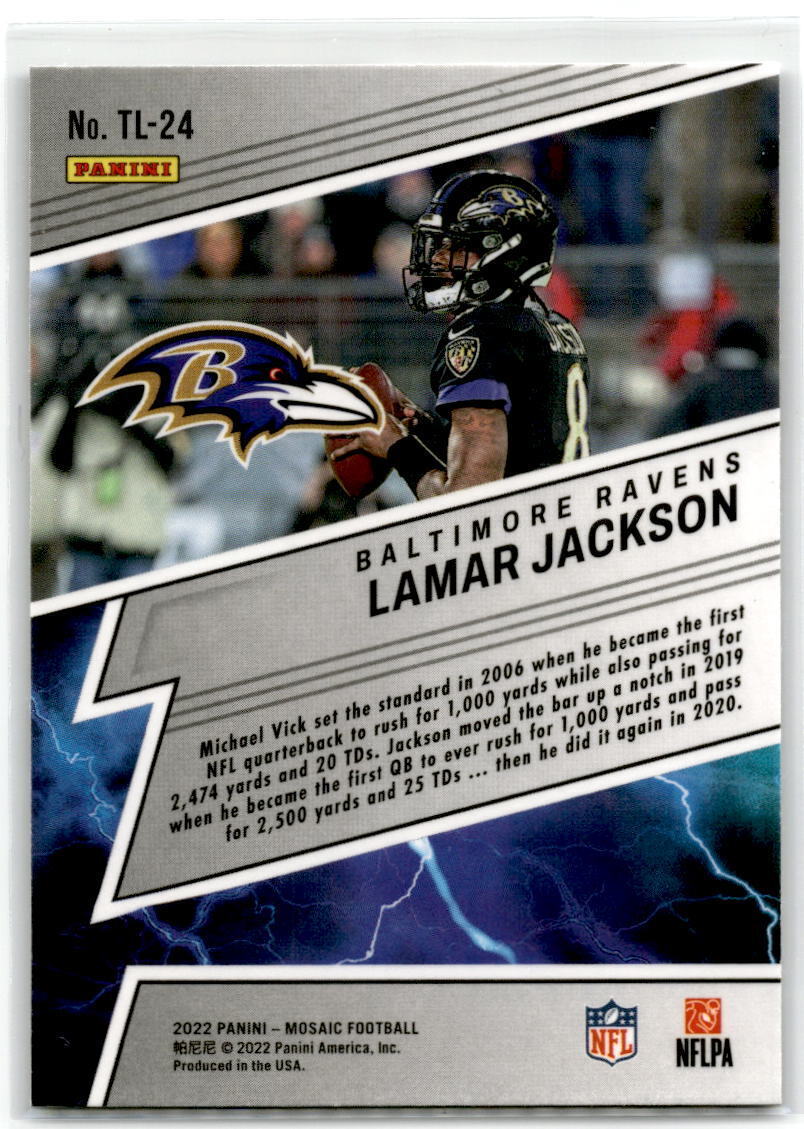 2022 Panini Mosaic #TL-24 Lamar Jackson Thunder Lane NM