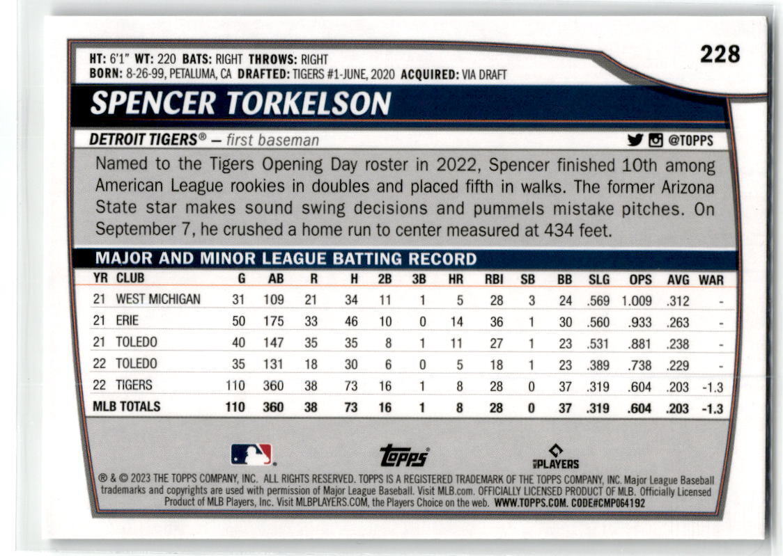 2023 Topps Big League #228 Spencer Torkelson NM