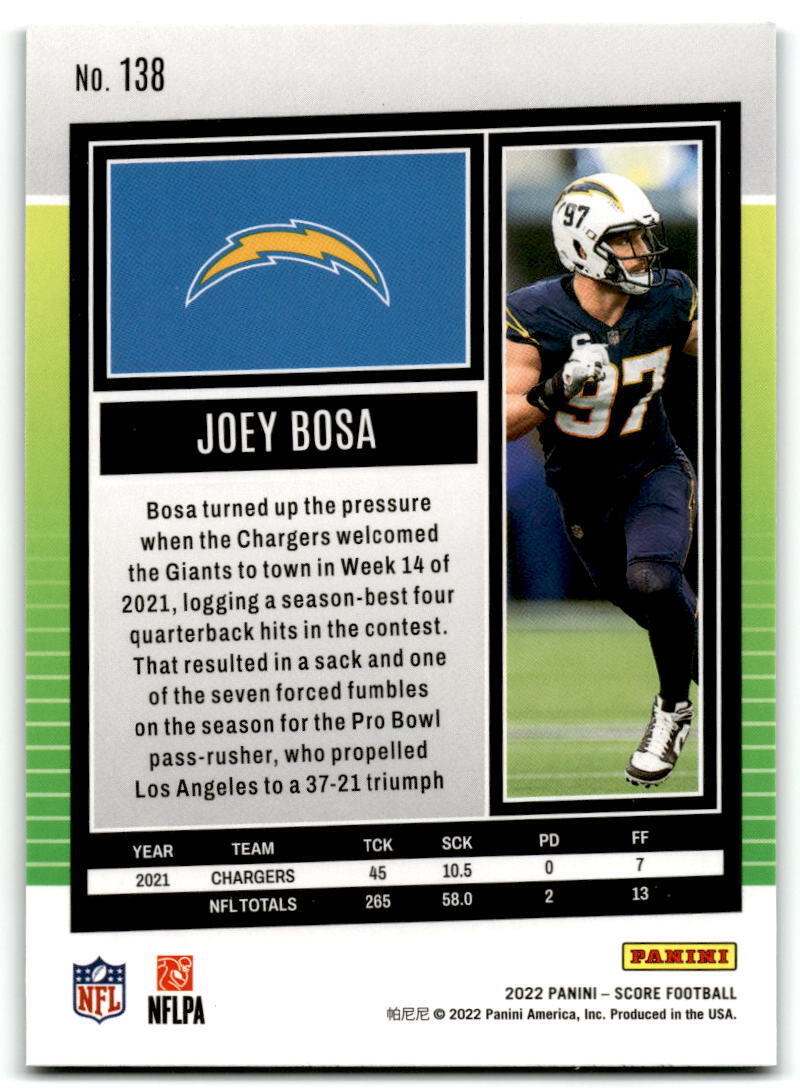 2022 Score #138 Joey Bosa NM