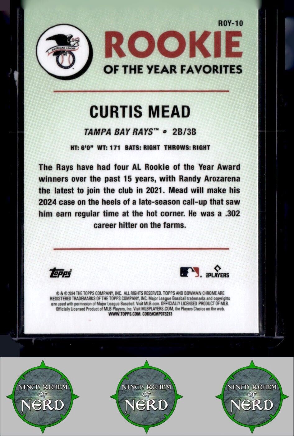 2024 Bowman - Rookie of the Year Favorites #ROY-10 Curtis Mead