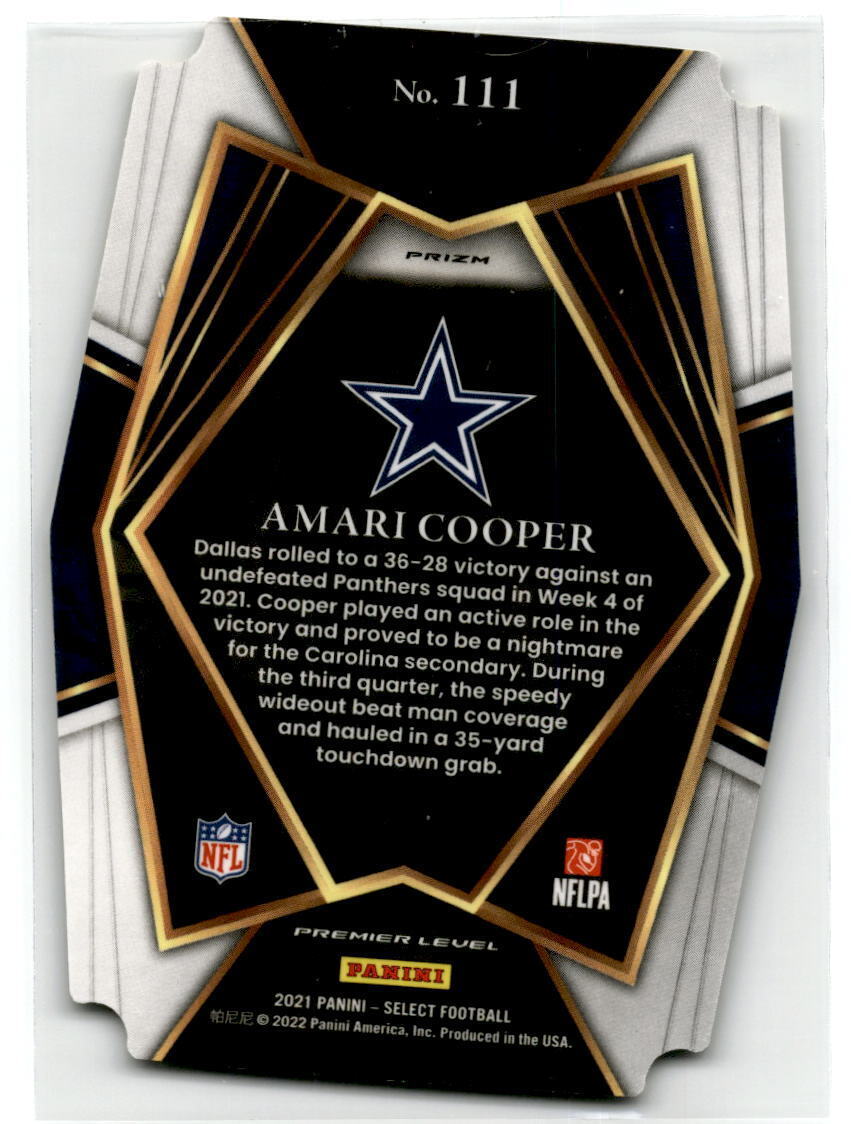 2021 Panini Select #111 Amari Cooper Black and Gold Prizm Die Cut NM